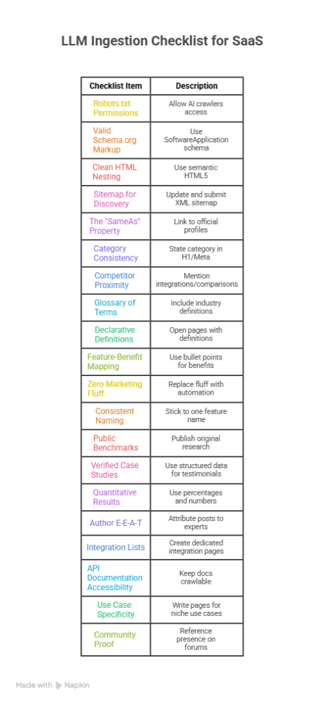 The 20-Point LLM Ingestion Checklist for SaaS - visual selection